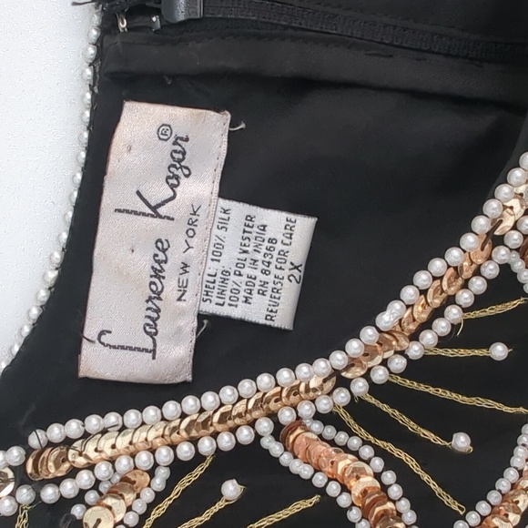 Vintage Laurence Kazar Gold Beading And Sequin Short Sleeve Dressy Top Size 2X - Picture 3 of 8